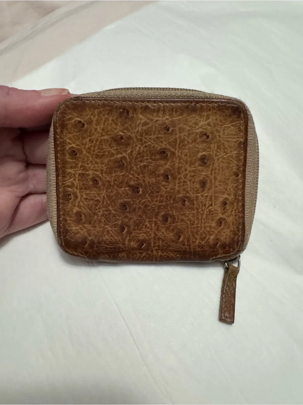 Gucci AUTHENTIC Vintage Brown Ostrich Leather Coin Purse Pouch Wallet - Picture 7 of 16